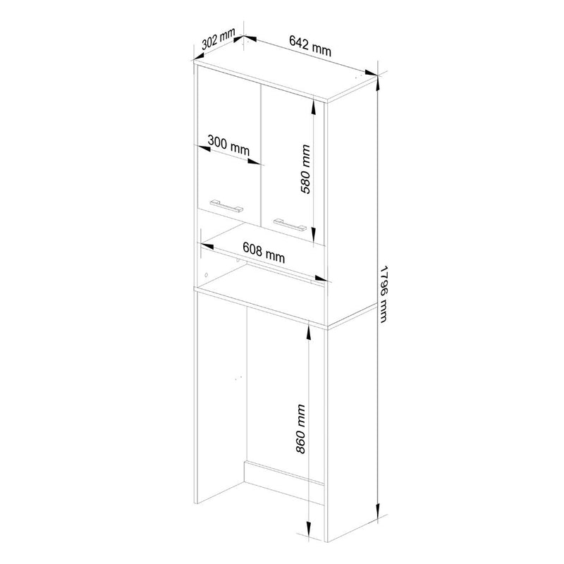 Dulap de baie Fin pentru masina de spalat 64 x 180 x 30 cm alb, rosu