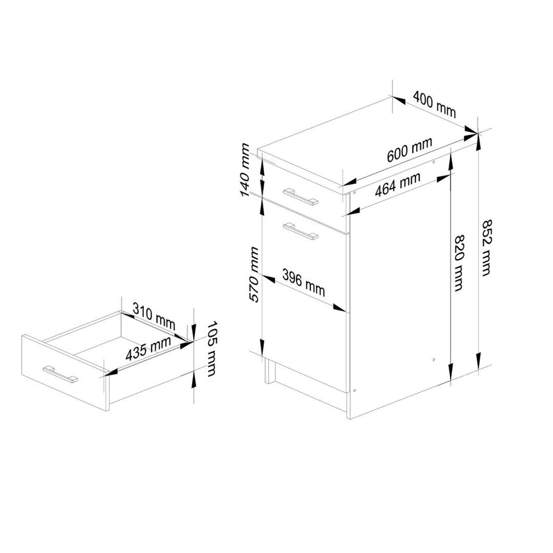 Dulap baza de bucatarie Oliwia cu 1 usa si 1 sertar 46 x 60 x 82- 85 cm alb