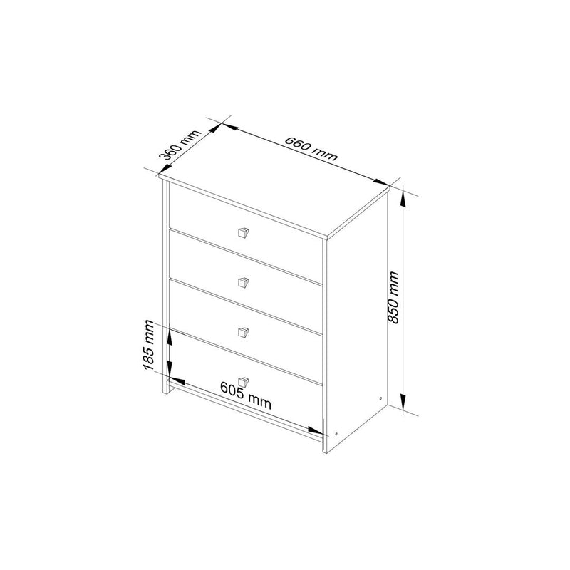 Pantofar cu 4 sertare 66 x 85 x 36 cm arin