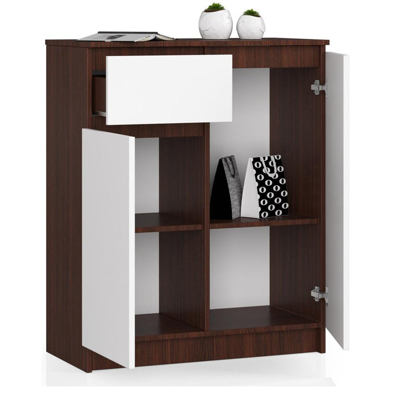 Comoda cu 2 usi 1 sertar 80 x 99 x 40 cm wenge, alb