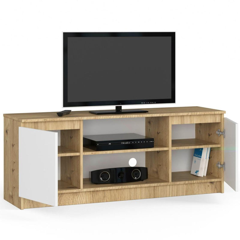 Comoda TV cu 2 usi si 2 rafturi 140 x 55 x 40 cm sonoma, alb