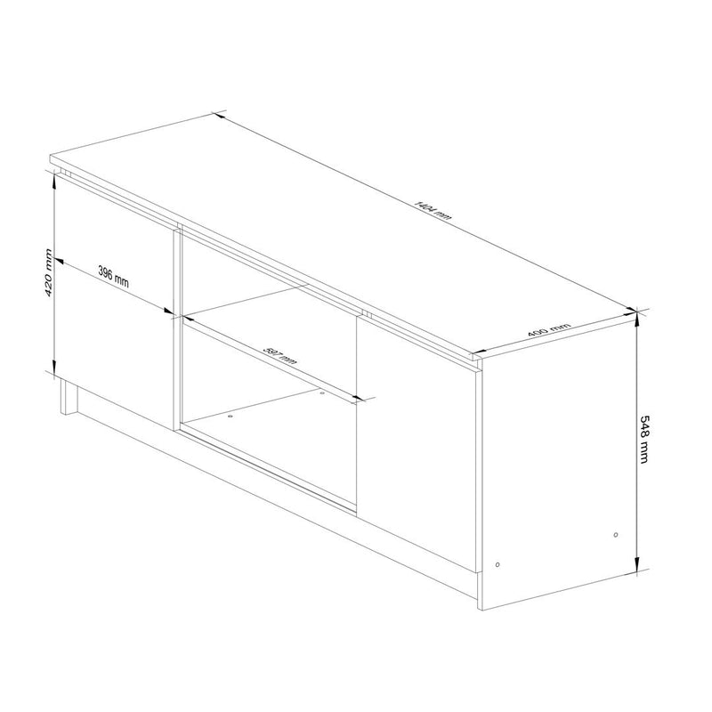 Comoda TV cu 2 usi si 2 rafturi 140 x 55 x 40 cm stejar, gri