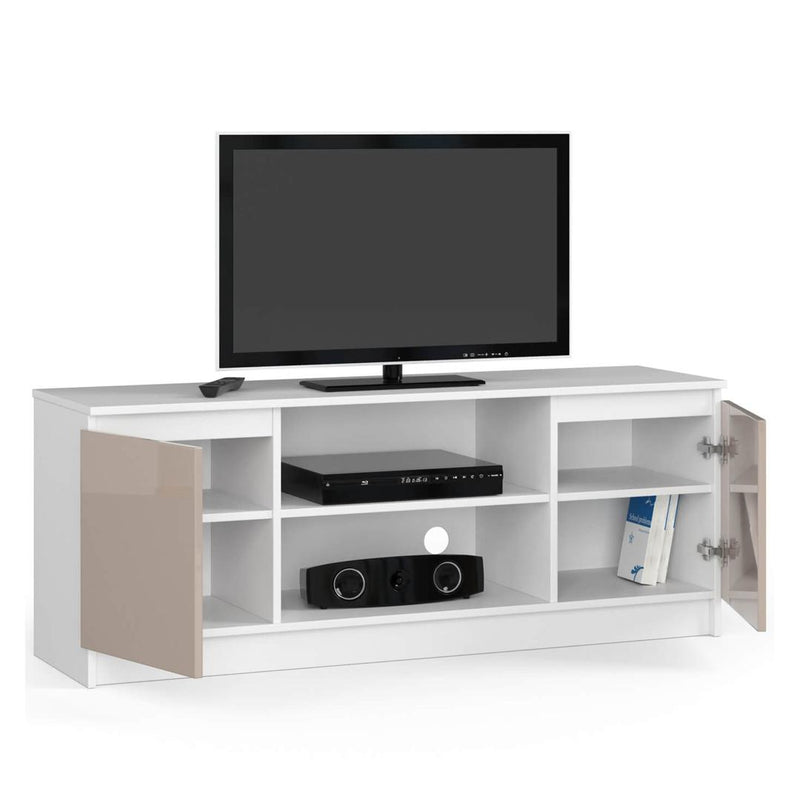 Comoda TV cu 2 usi 6 rafturi 140 x 55 x 40 cm alb, capuccino