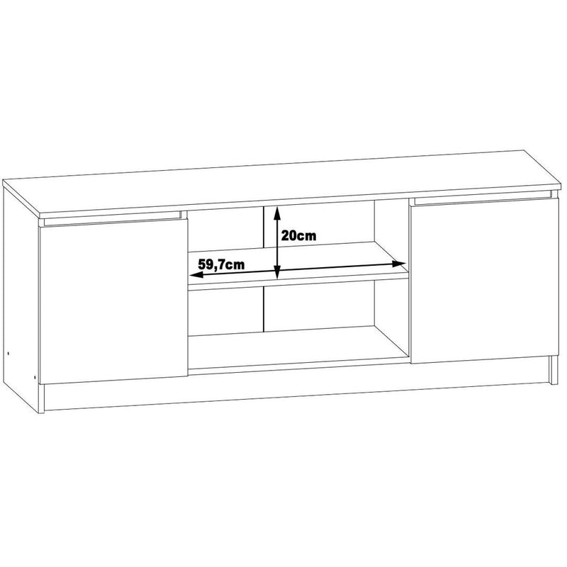 Comoda TV cu 2 usi 6 rafturi 140 x 55 x 40 cm alb, capuccino