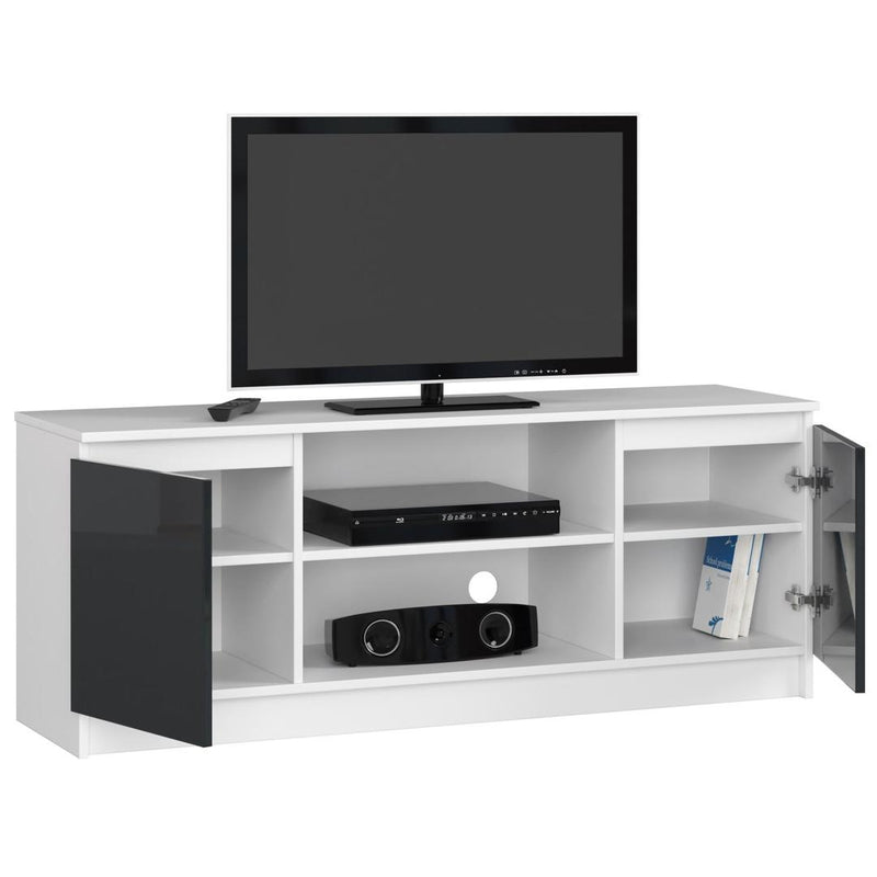 Comoda TV cu 2 usi si 2 rafturi 140 x 40 x 55 cm alb, antracit