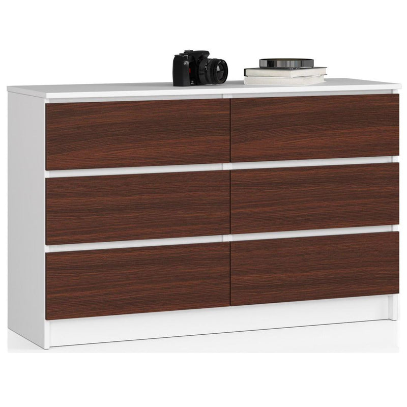 Comoda cu 6 sertare 120 x 77 x 40 alb, wenge