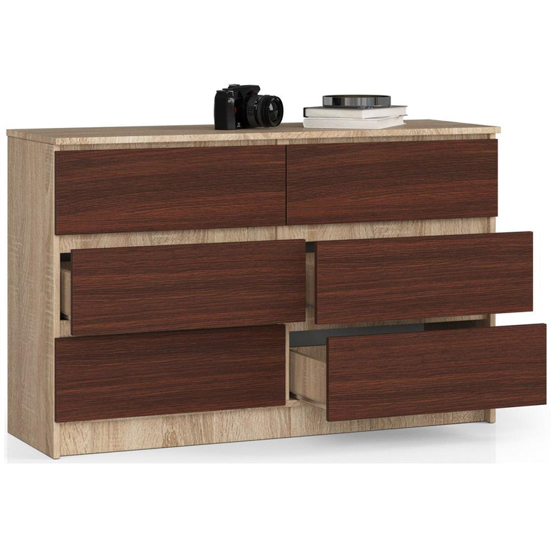 Comoda cu 6 sertare 120 x 77 x 40 cm sonoma, wenge