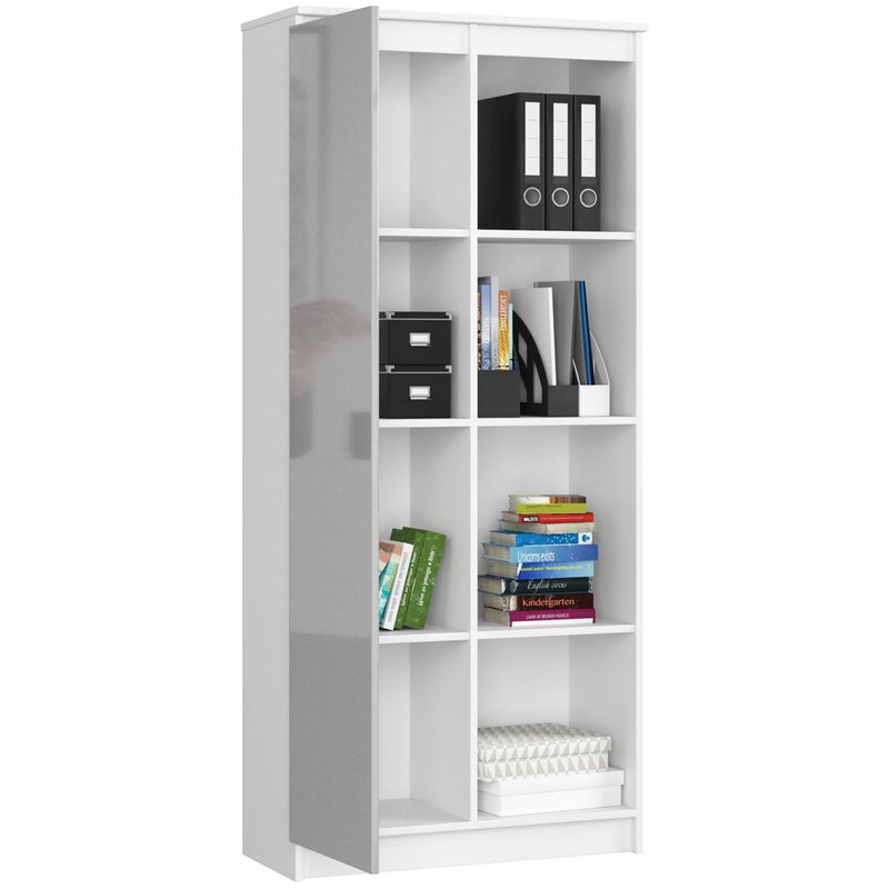 Dulap biblioteca cu 1 usa 8 rafturi 80 x 180 x 35 cm alb, gri