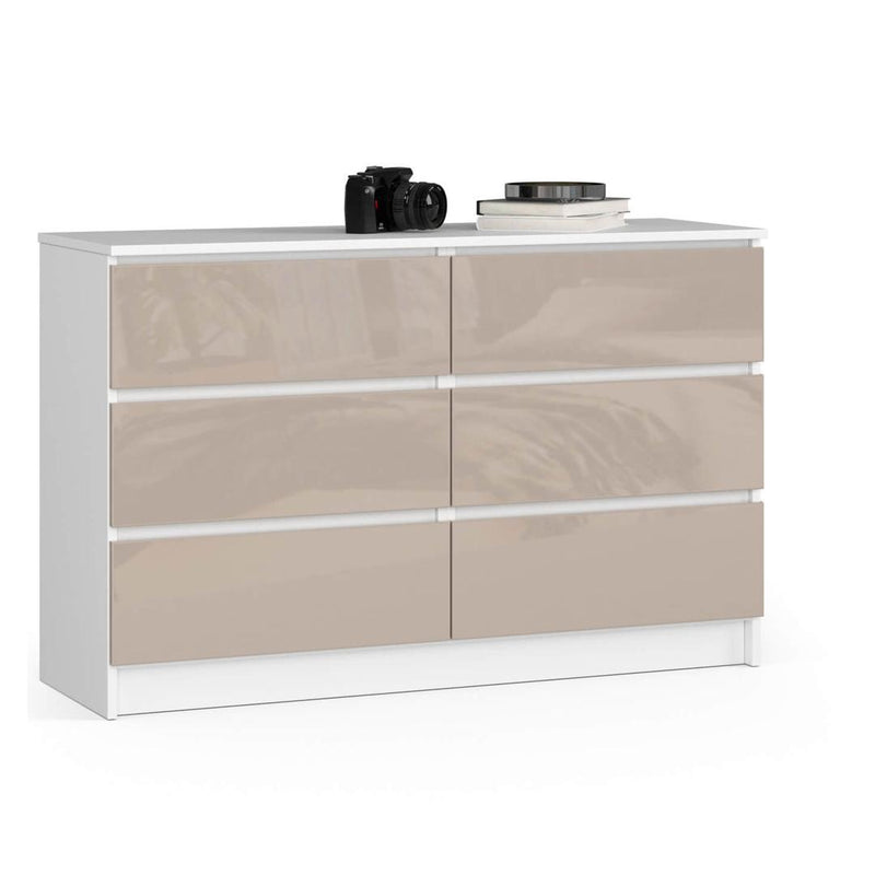 Comoda cu 6 sertare 120 x 77 x 40 alb, capuccino