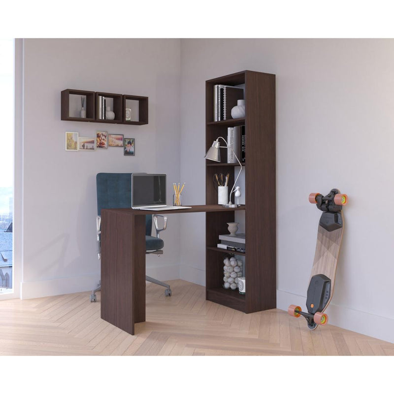 Corp biblioteca cu birou Smart 125 x 180 x 50 cm wenge