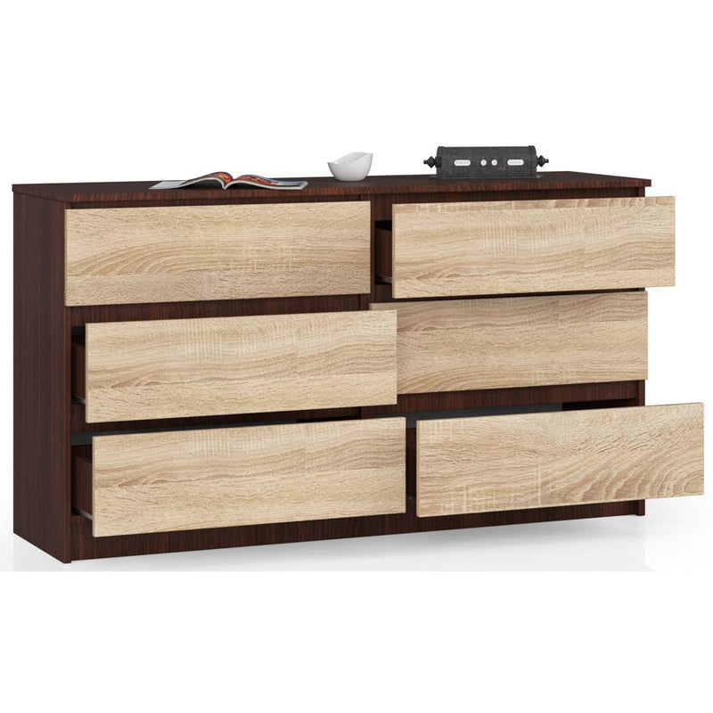 Comoda cu 6 sertare 138 x 77 x 40 cm wenge, sonoma