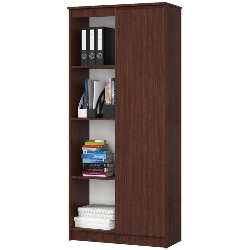 Dulap biblioteca cu 1 usa si 4 rafturi 80 x 180 x 35 cm wenge