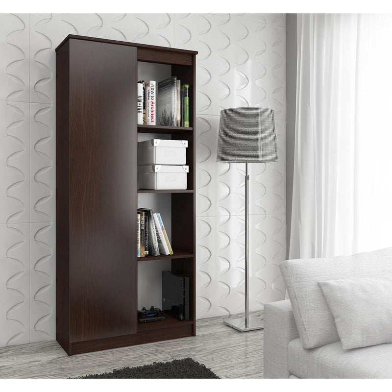 Dulap biblioteca cu 1 usa si 4 rafturi 80 x 180 x 35 cm wenge