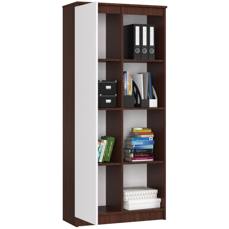 Dulap biblioteca cu 1 usa si 4 rafturi 80 x 180 x 35 cm wenge, alb