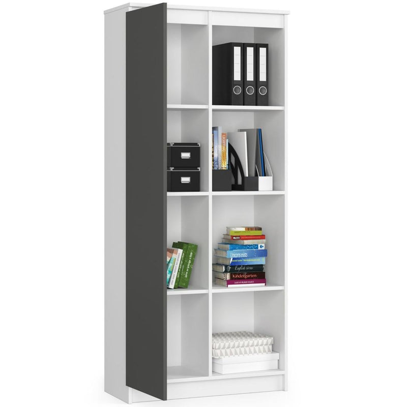 Dulap biblioteca cu 1 usa si 4 rafturi 80 x 180 x 35 cm alb, gri