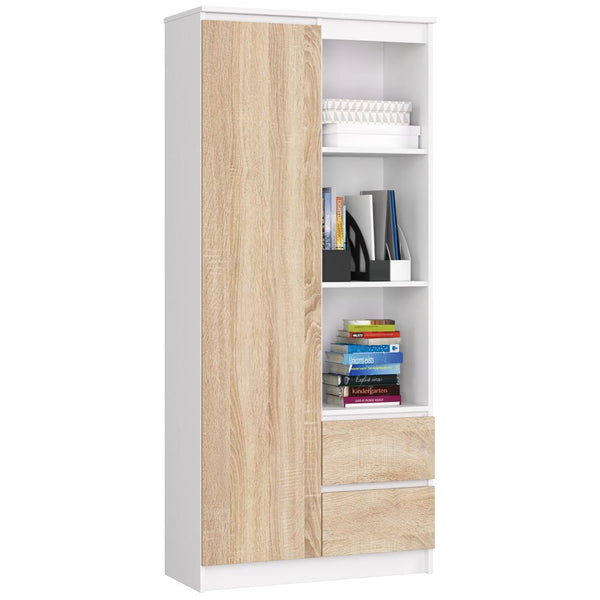 Biblioteca  80 x 180 x 35 alb, stejar