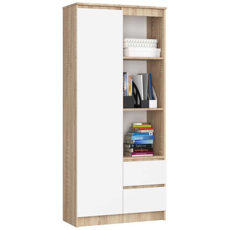 Biblioteca  80 x 180 x 35 alb, stejar