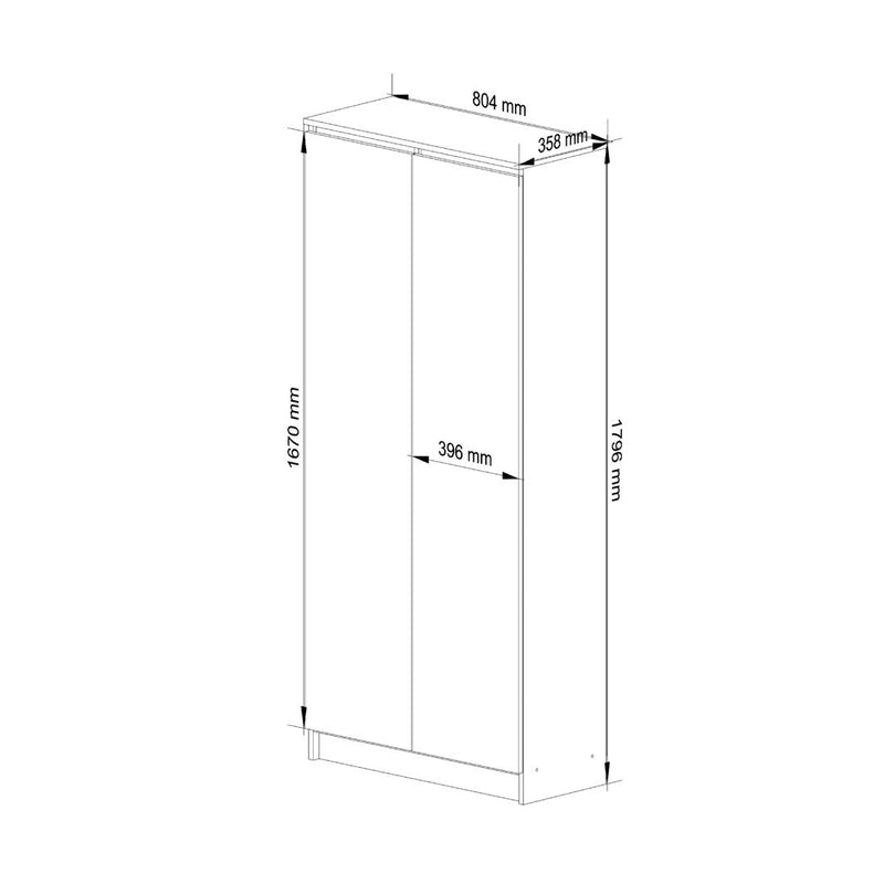 Dulap biblioteca cu 2 usi 8 rafturi 80 x 180 x 35 cm alb, antracit