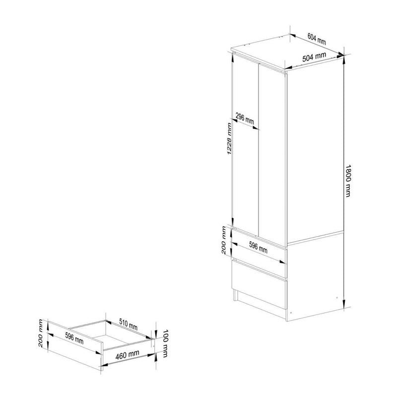 Dulap haine Star cu 2 usi si 2 sertare 60 x 51 x 180 cm alb, antracit