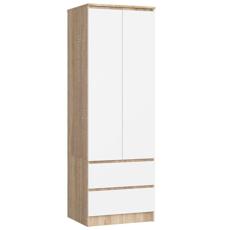 Dulap haine Star cu 2 usi 2 sertare 60 x 180 x 51 alb, stejar