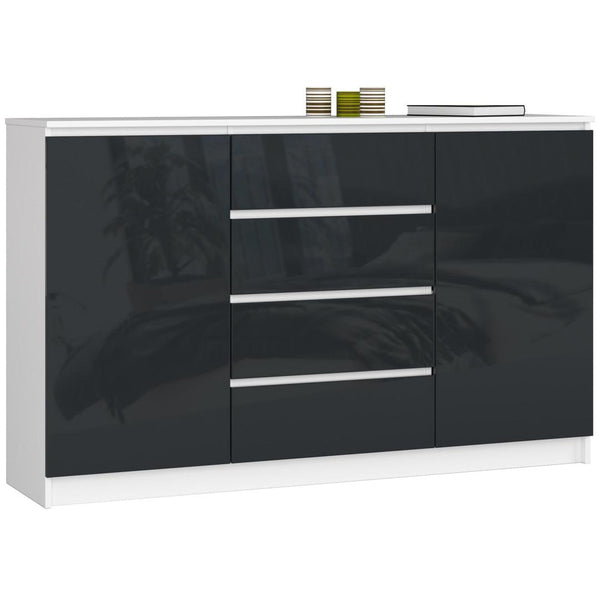 Comoda cu 2 usi si 4 sertare 160 x 99 x 40 alb, negru