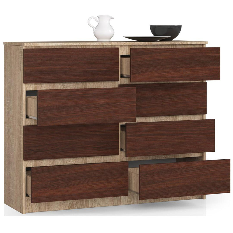 Comoda cu 8 sertare 120 x 99 x 40 cm sonoma, wenge