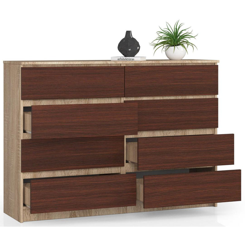 Comoda cu 8 sertare 138 x 99 x 40 cm sonoma, wenge