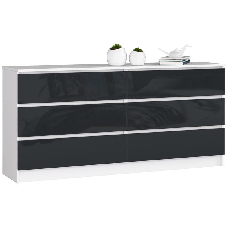 Comoda cu 6 sertare 160 x 77 x 40 alb, negru