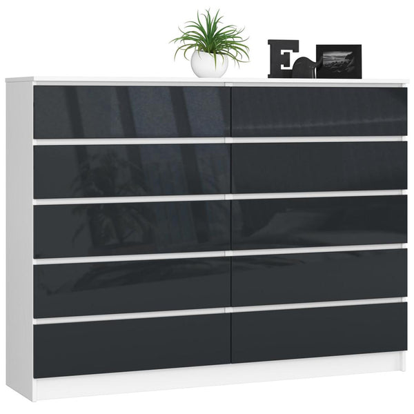 Comoda 10 sertare 160 x 121 x 40 alb, negru