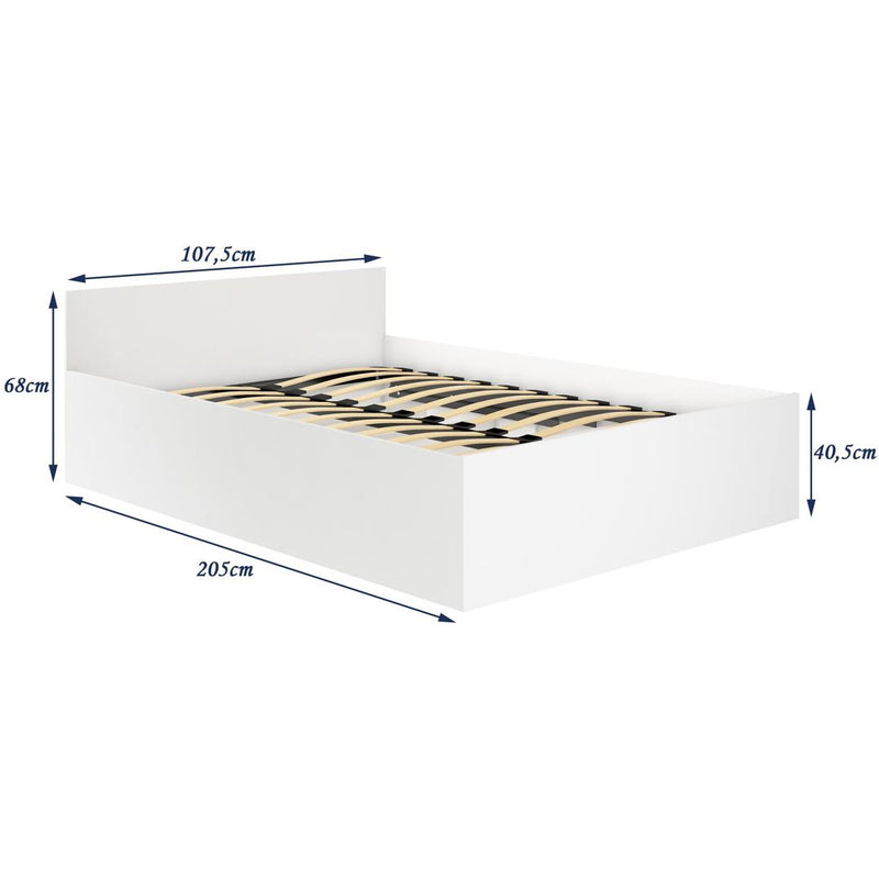 Cadru pat cu saltea inclusa 107 x 68 - 40.5 x 205 cm alb