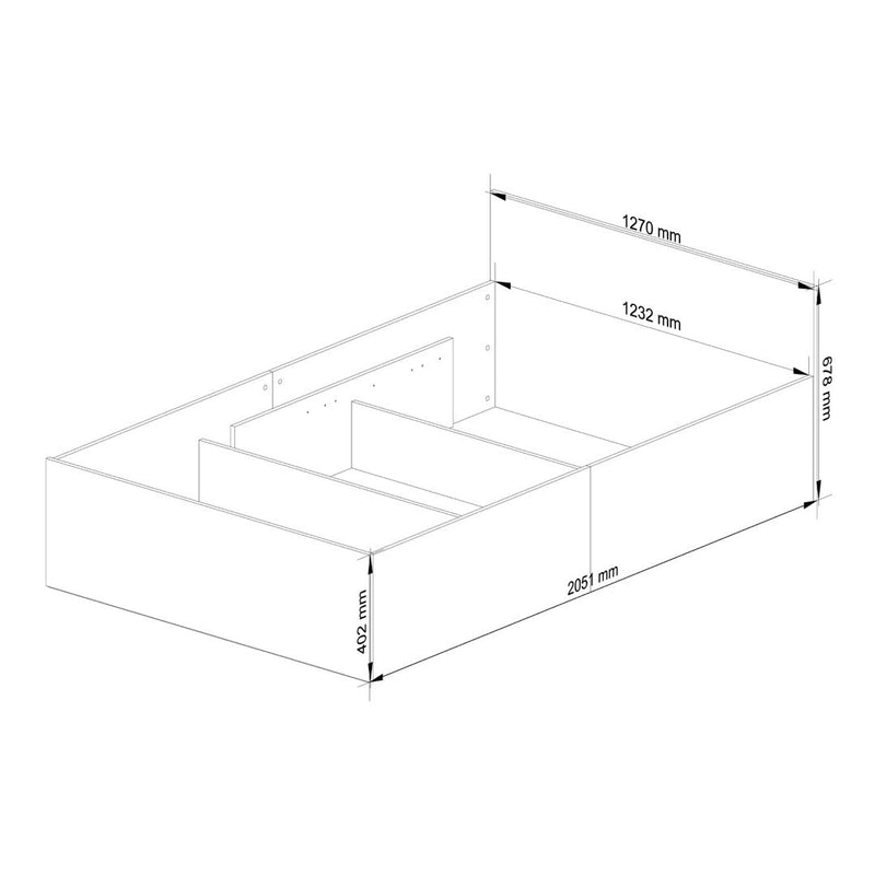 Cadru pat cu saltea inclusa 127 x 68 - 40.5 x 205 cm sonoma