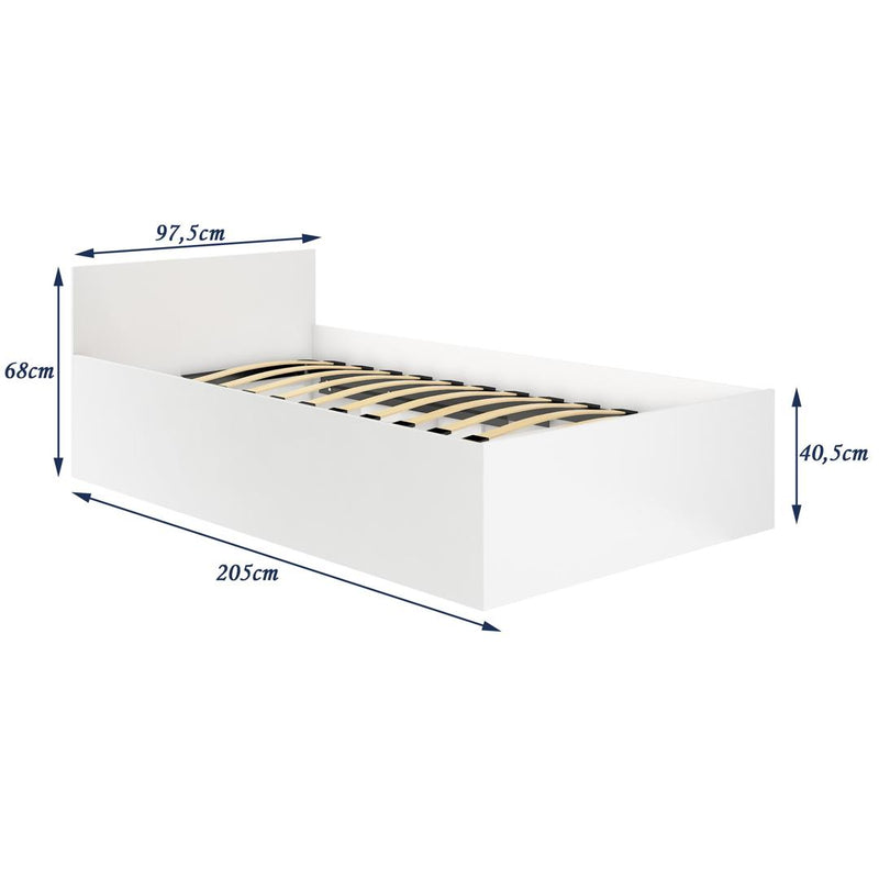 Cadru pat cu saltea inclusa 97 x 68 - 40.5 x 205 cm alb