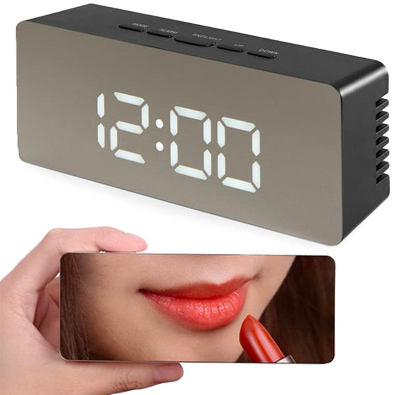 Ceas digital cu alarma tip oglonda 14 x 6 x 3.5 cm negru