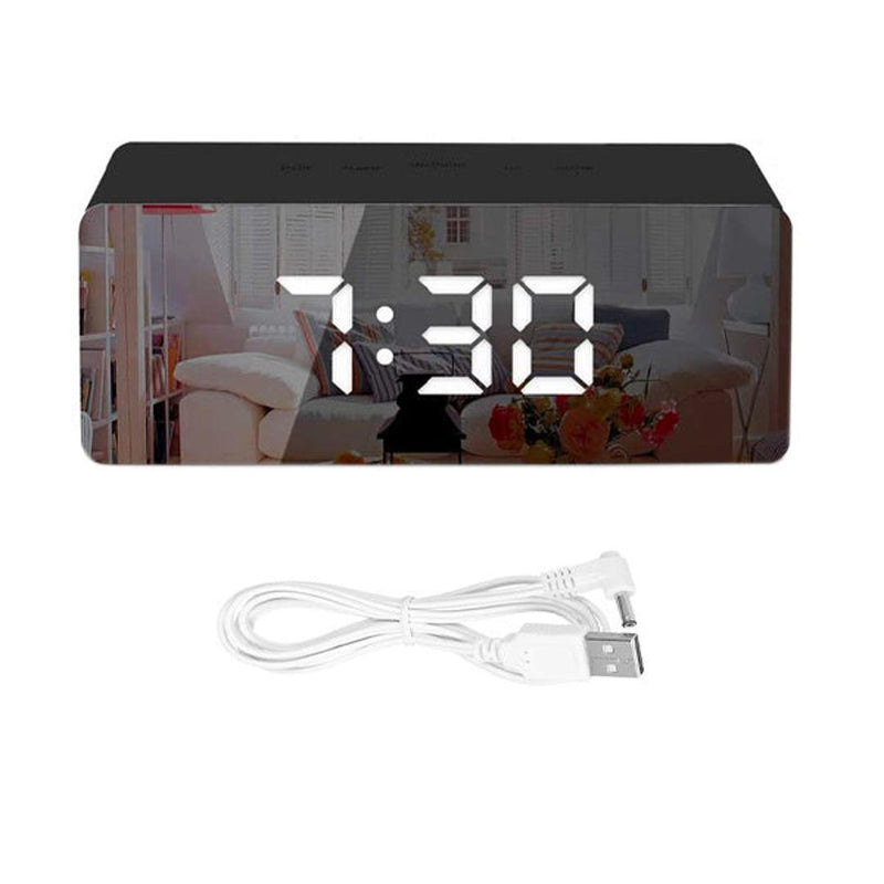 Ceas digital cu alarma tip oglonda 14 x 6 x 3.5 cm negru