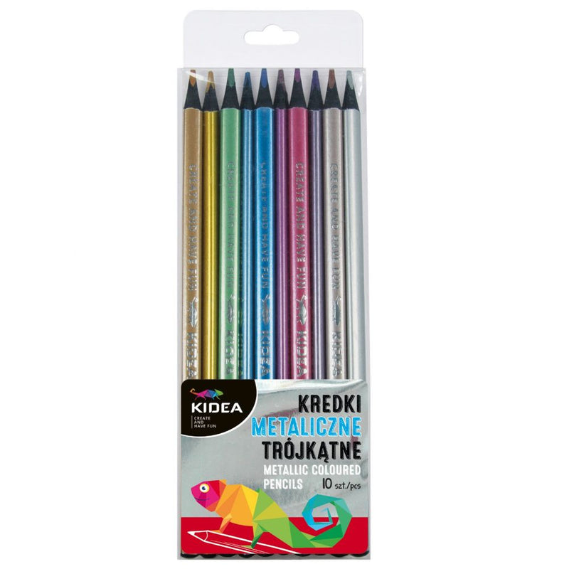 ﻿Set 10 creioane colorate cu culori metalice kidea