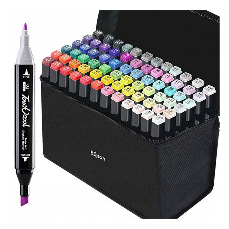 Set ﻿markere carioci cu doua capete multicolor 80 bucati
