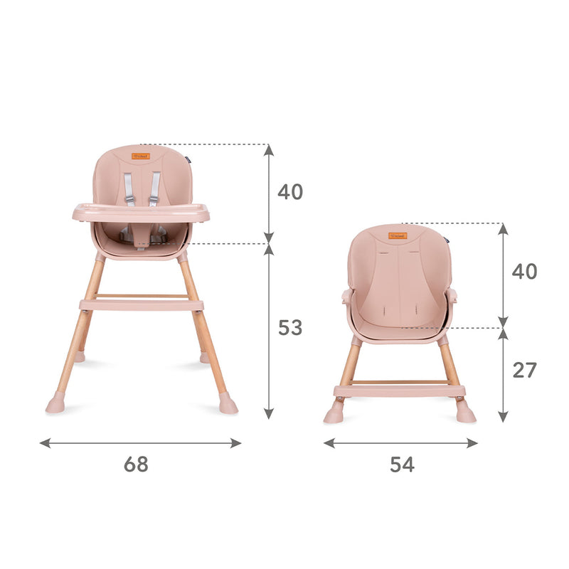 Scaun de masa 4 in 1 pentru bebelusi si copii - Eatan Wood roz