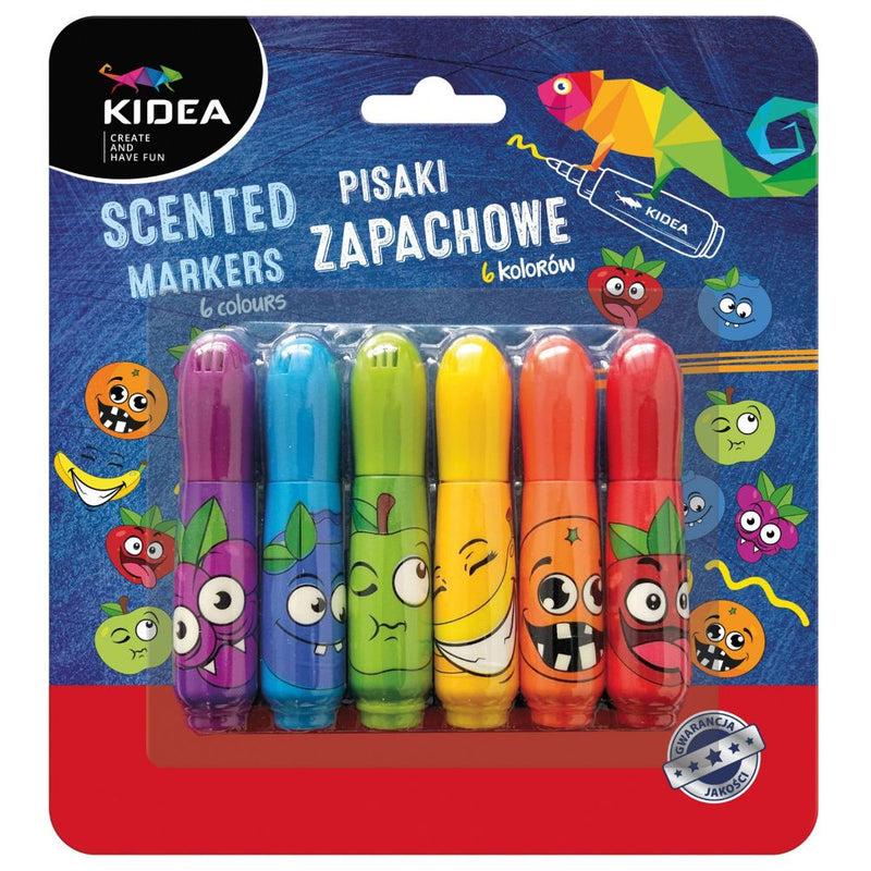 Set 6 carioci markere kidea multicolore cu miros de fructe pentru copii﻿