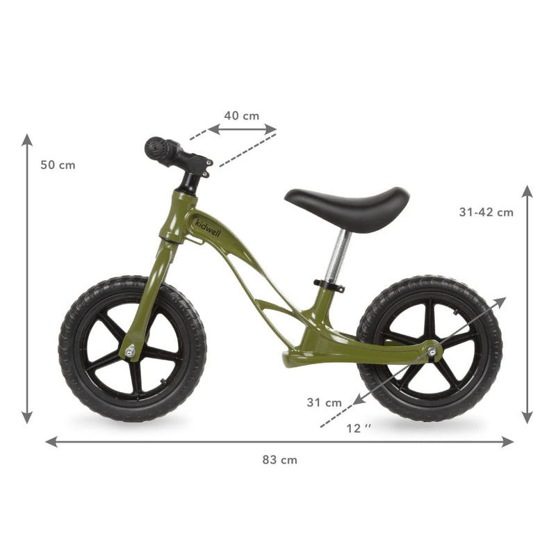 ﻿Bicicleta de echilibru fara pedale kidwell rocky khaki pentru copii
