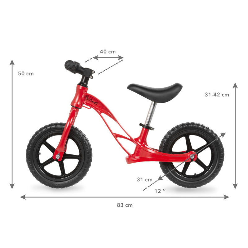 ﻿Bicicleta de echilibru fara pedale kidwell rocky rosu pentru copii