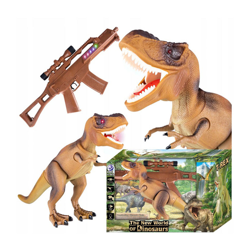 ﻿Dinozaur t-rex cu telecomanda si pusca de jucarie cu infrarosu