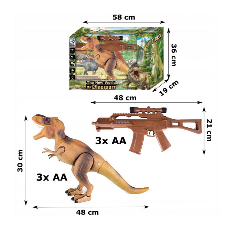 ﻿Dinozaur t-rex cu telecomanda si pusca de jucarie cu infrarosu