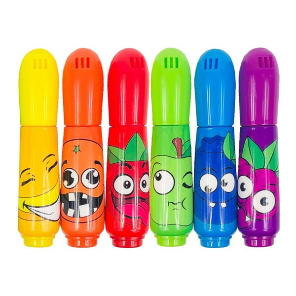Set 6 carioci markere kidea multicolore cu miros de fructe pentru copii﻿