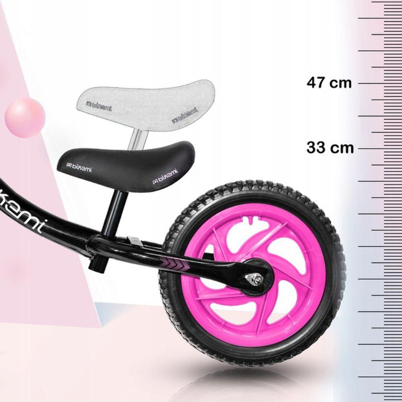 Bicicleta fara pedale copii bikemi negru-roz