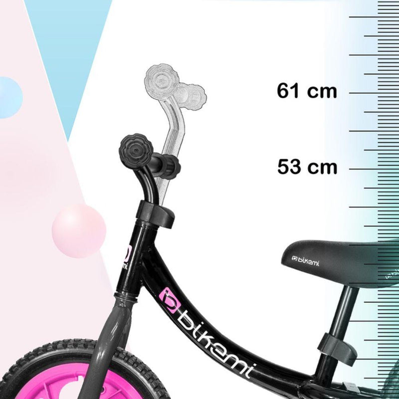 Bicicleta fara pedale copii bikemi negru-roz