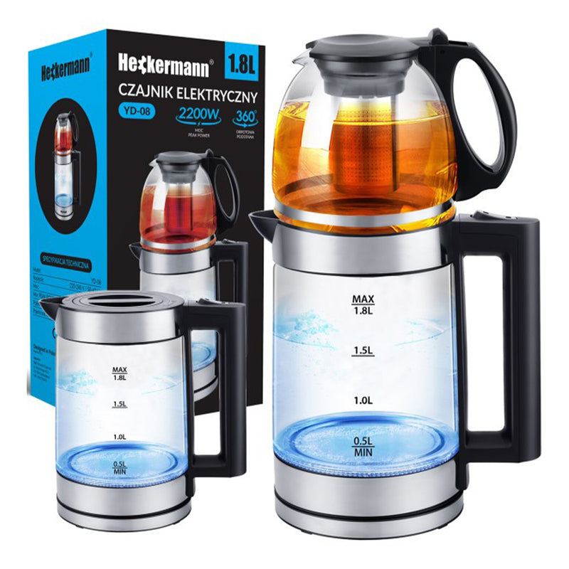 Fierbator, cana electrica cu filtru pentru ceai 2 in 1 Heckermann