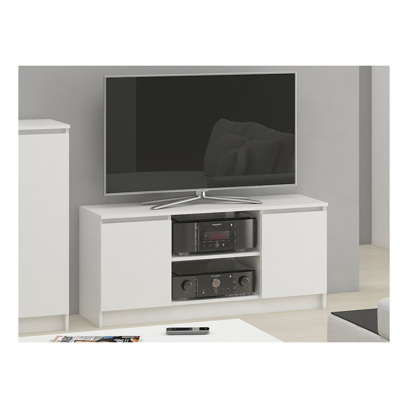 Comoda TV cu 2 usi si 2 rafturi 140 x 40 x 55 cm alb