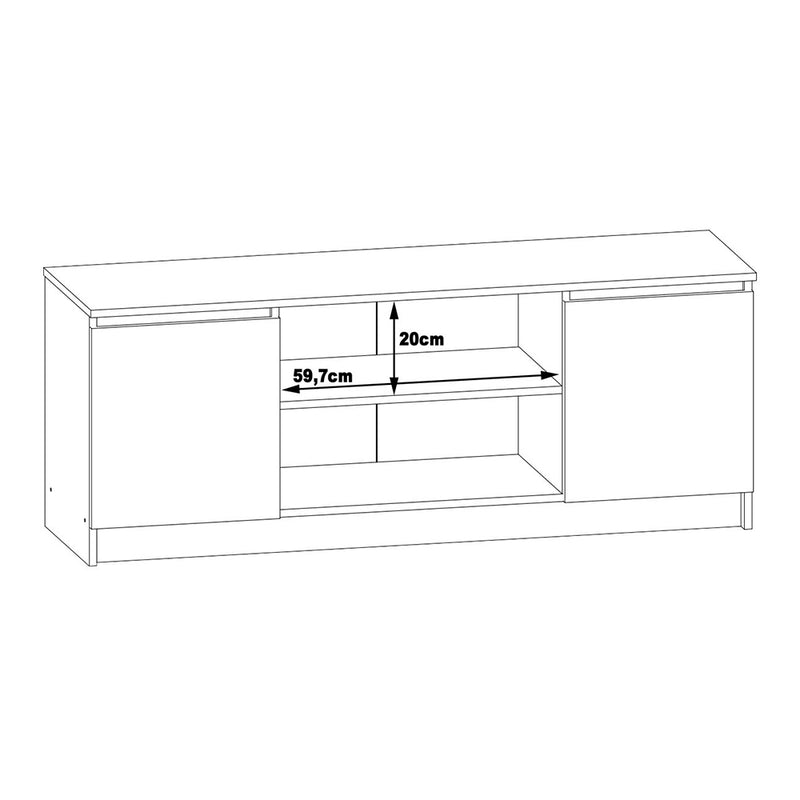 Comoda TV cu 2 usi si 2 rafturi 140 x 40 x 55 cm alb