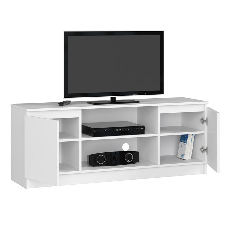 Comoda TV cu 2 usi si 2 rafturi 140 x 40 x 55 cm alb