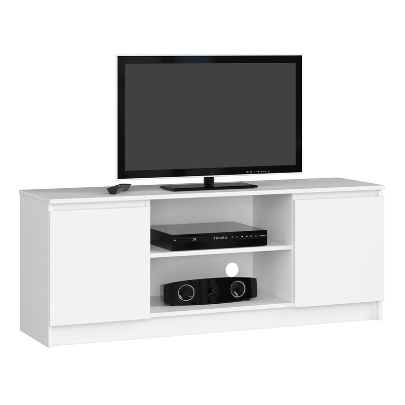 Comoda TV cu 2 usi si 2 rafturi 140 x 40 x 55 cm alb